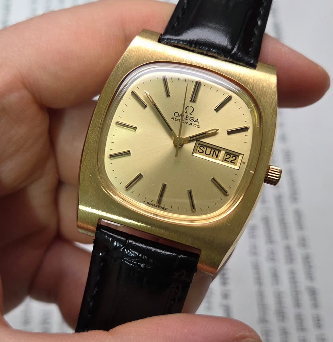 레어] 빈티지 오메가 제네브 점보 테레비 올금장 샴골판 데이데이트 상품이미지4