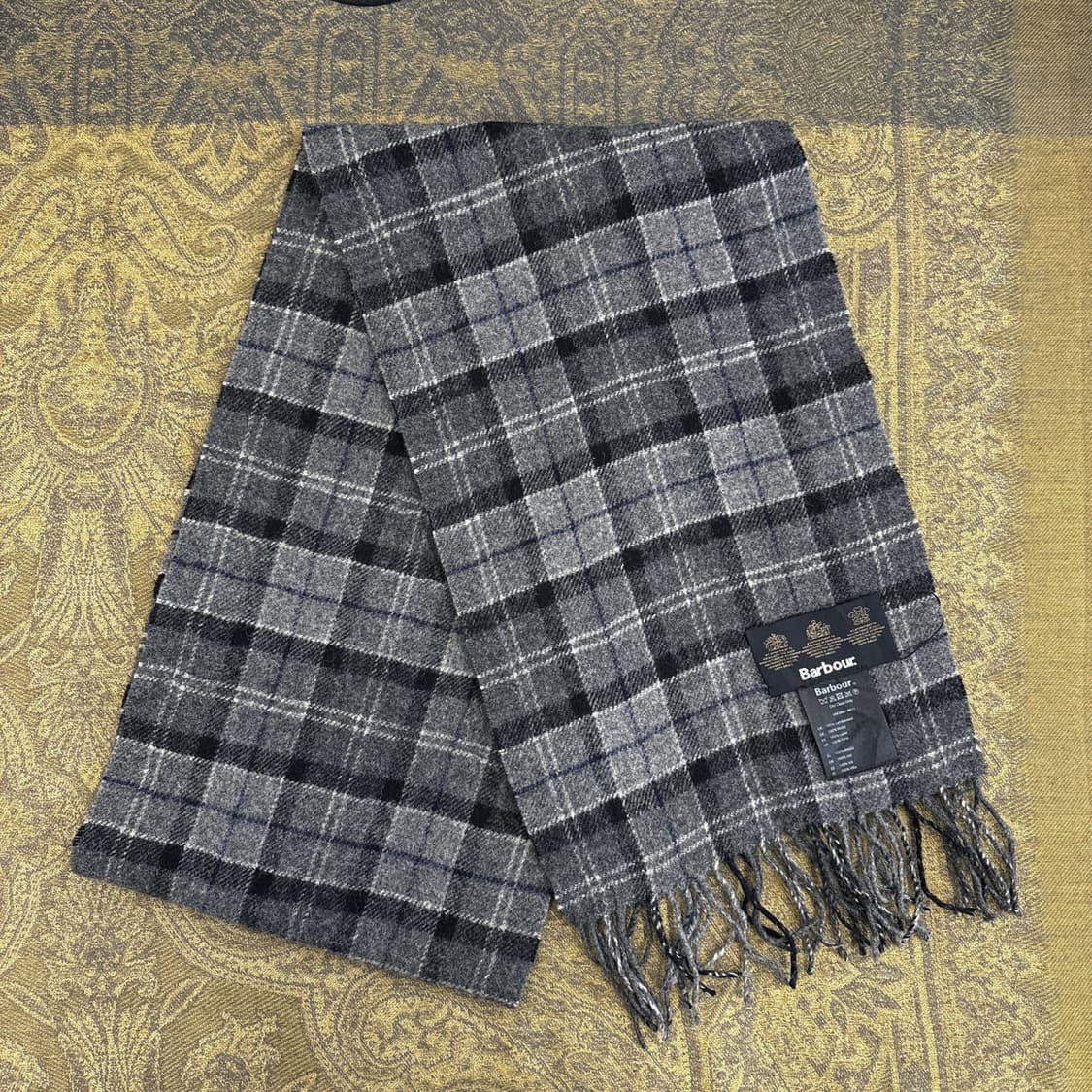 바버 헤리티지 메인라인 그레이 블록체크 램스울 머플러 N269 상품이미지2