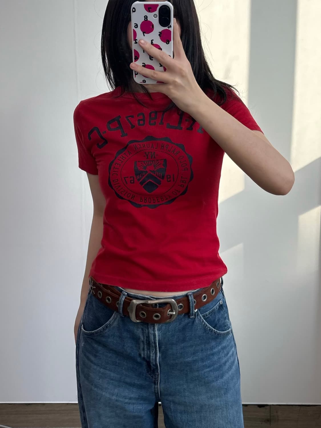 폴로 랄프로렌 레드 프린팅 반팔 티셔츠 상품이미지2