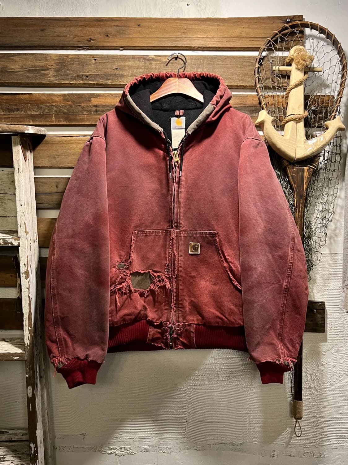 [L]칼하트 J130 CRI 크림슨 레드 액티브 워크자켓 상품이미지1