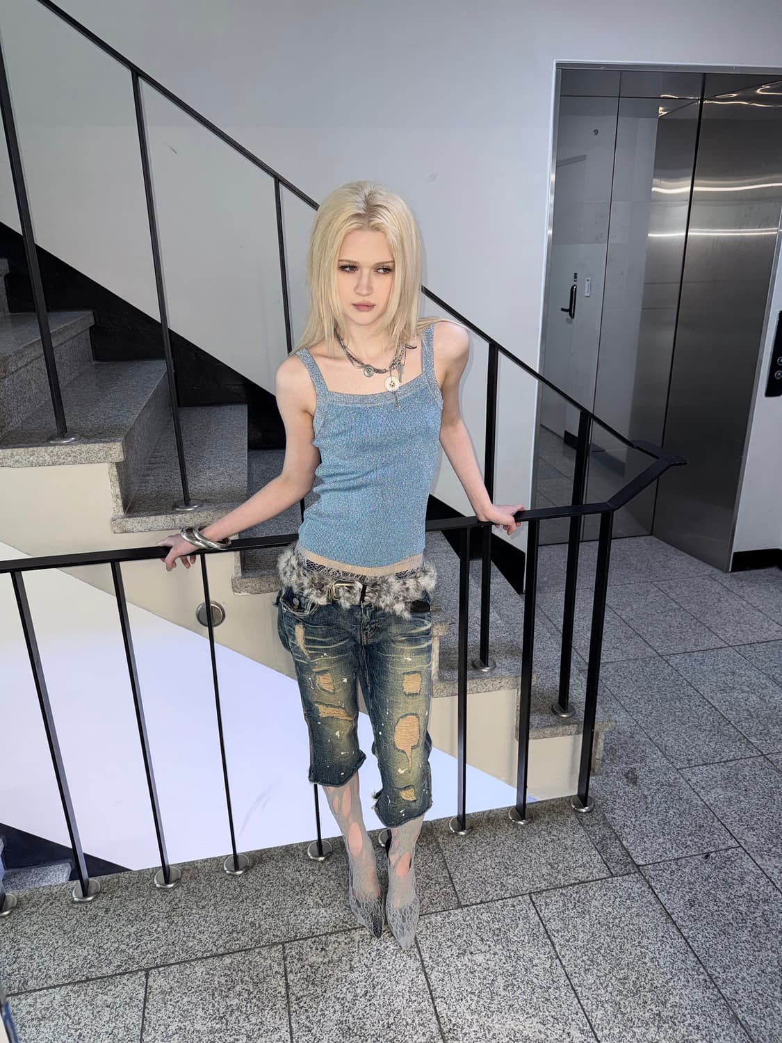 dirty washed distressed half pants 상품이미지1
