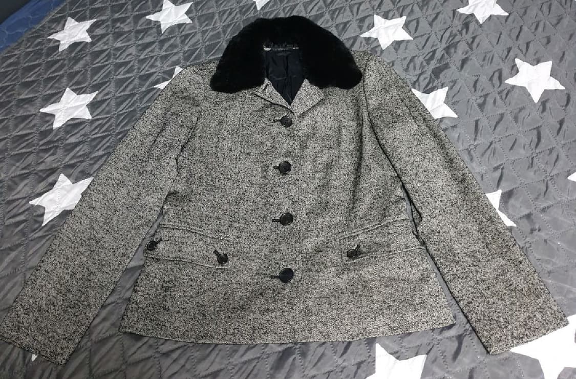 (일본판) 버버리 우먼 앙고라퍼 헤링본 울 럭셔리 자켓 그레이 (66) 상품이미지1