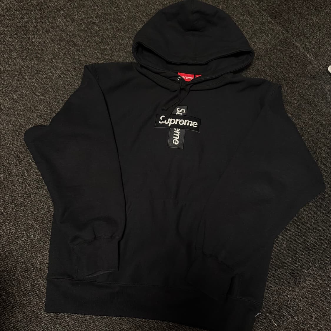 [L] 슈프림 크로스 박스로고 후드 스웨트셔츠 블랙 - 20FW 상품이미지1