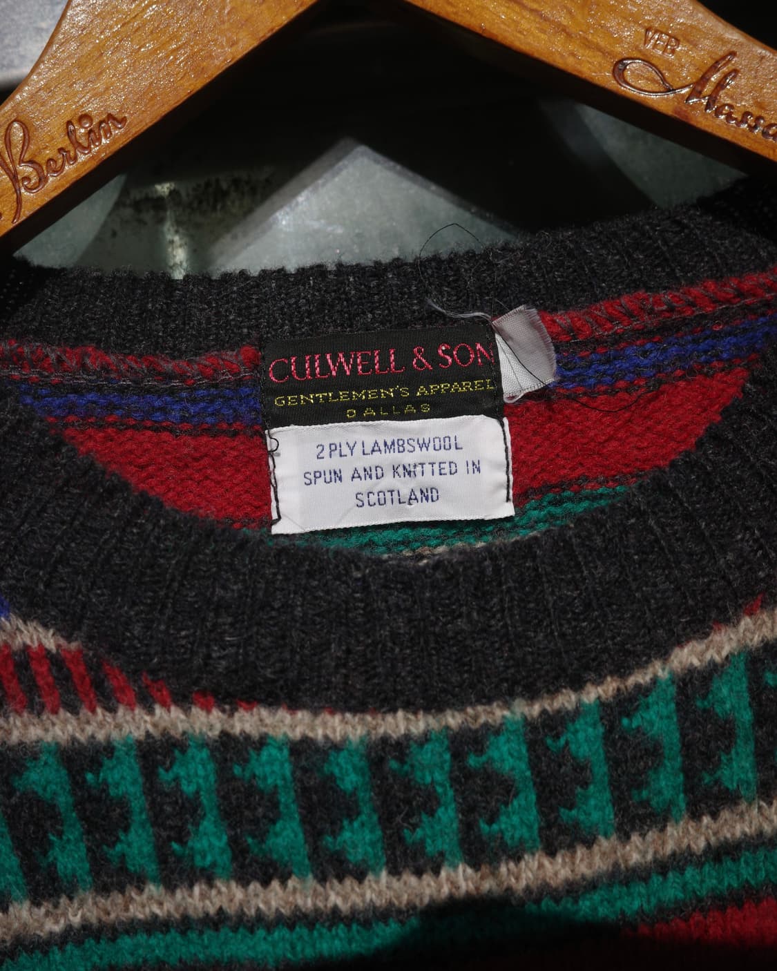 80s 셰틀랜드 램스울 페어아일 패턴 니트 상품이미지3