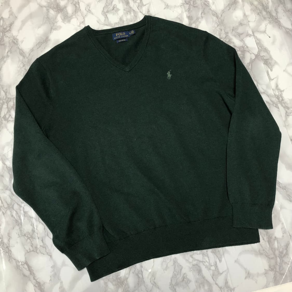 폴로 랄프로렌 브이넥 니트 거의새거 딥그린 남성용 상품이미지1