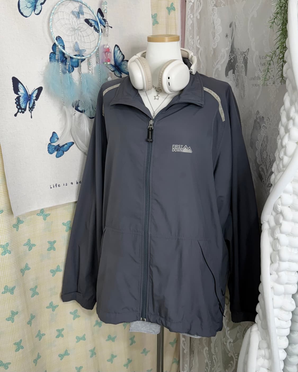 그레이 오버핏 바람막이 상품이미지4