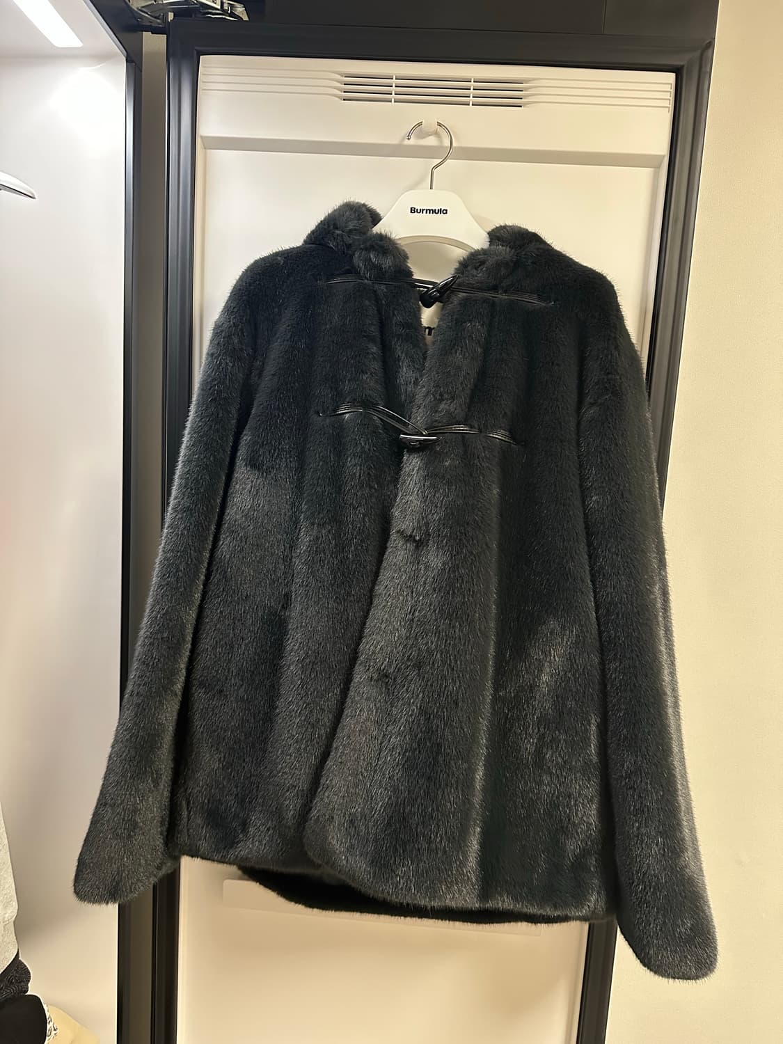 Burmula 버뮬라 후드 퍼 코트 네이비 상품이미지3