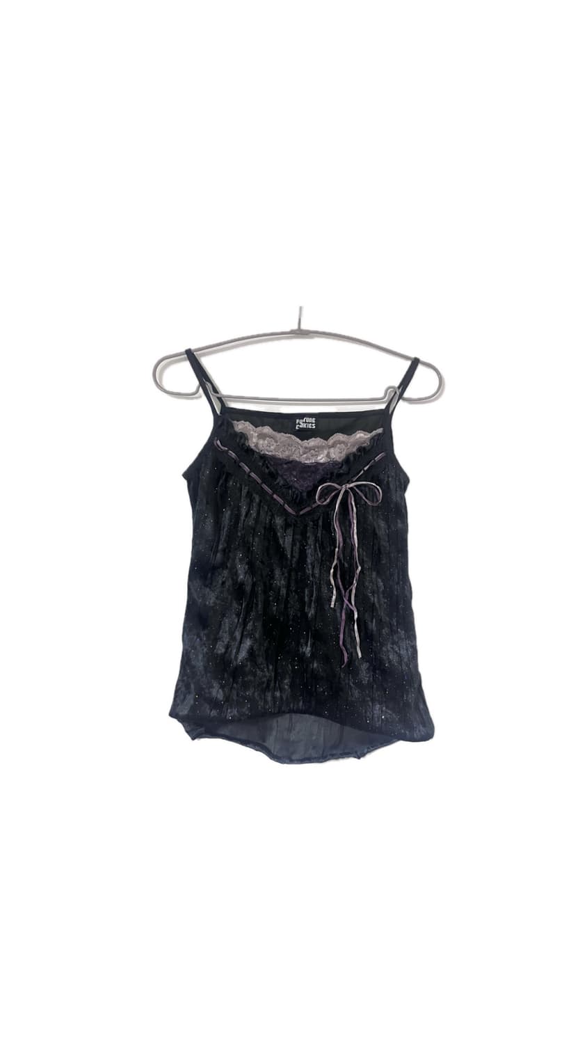 갸루 고스 펑크 고딕 락시크 나나 퍼플 큐빅 슬리브리스 나시 레이스 상품이미지1