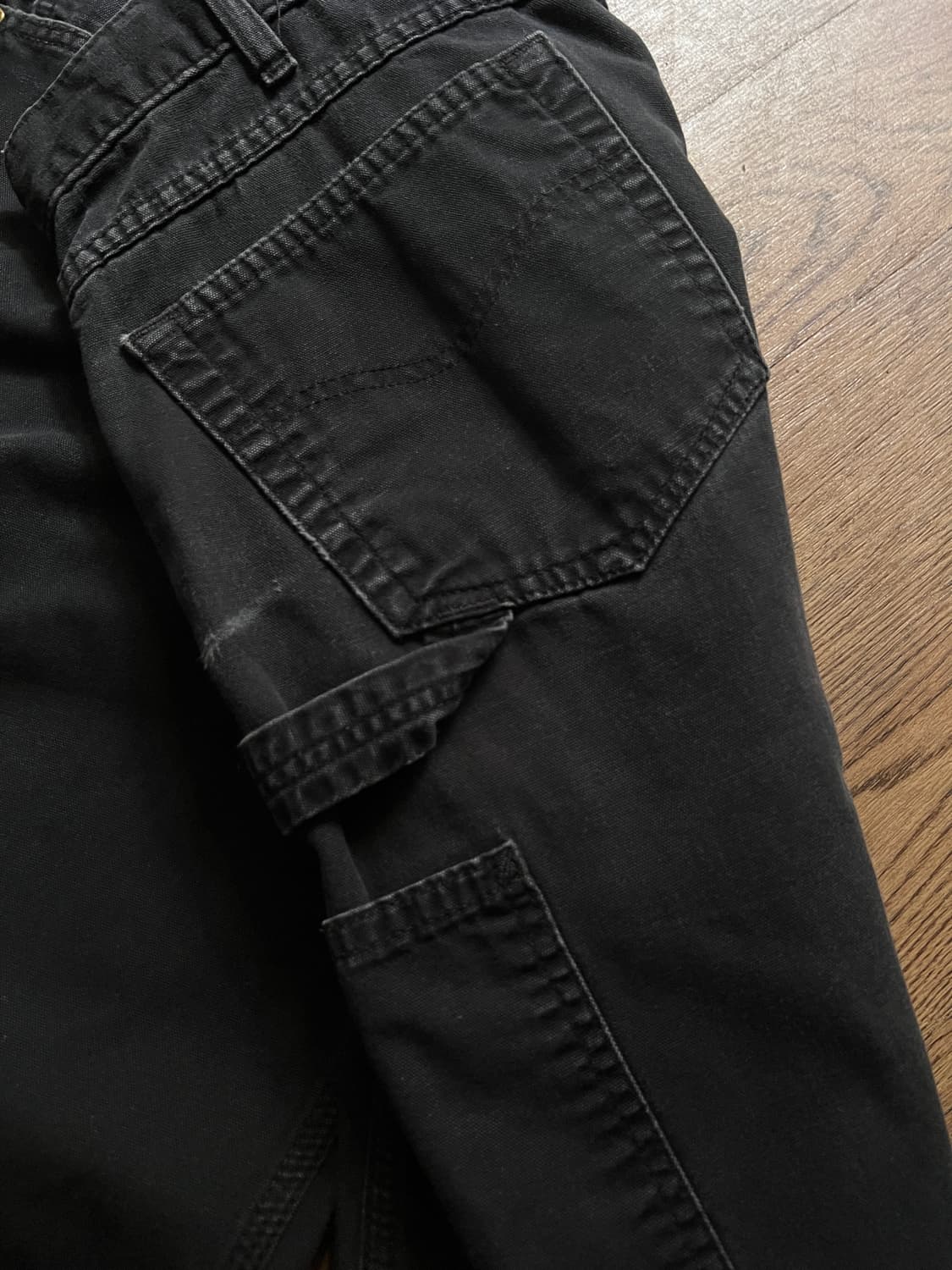 [38]칼하트 USA 빈티지 페이딩 블랙 싱글니 워크팬츠 상품이미지5