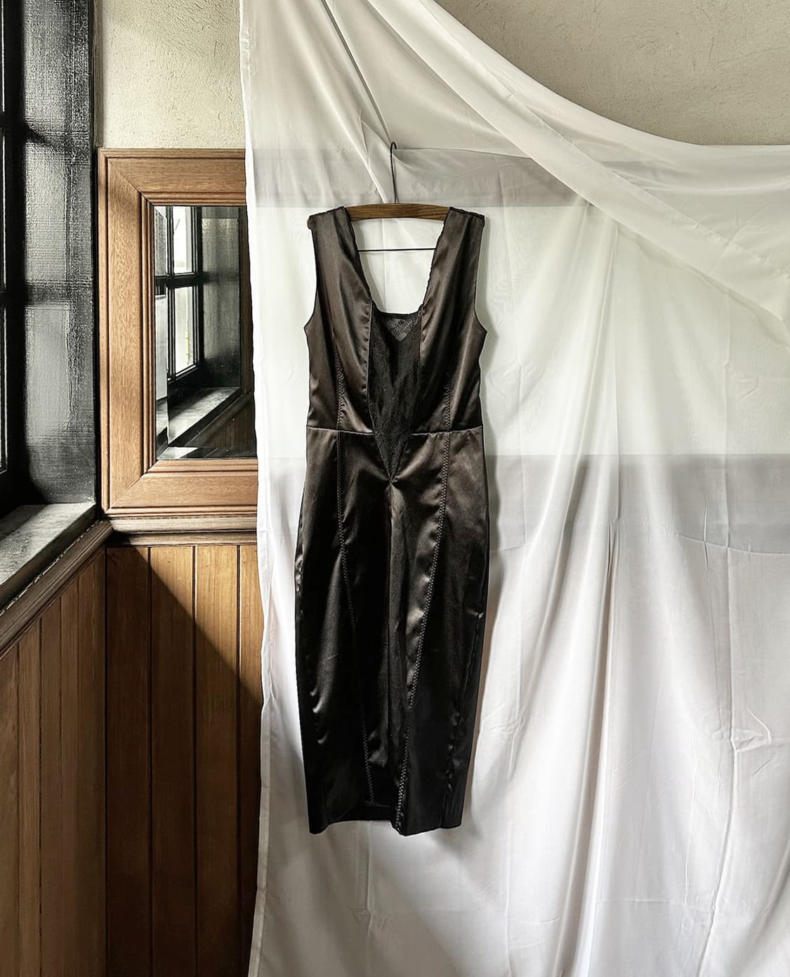 DOLCE&GABBANA black satin lace dress 상품이미지6