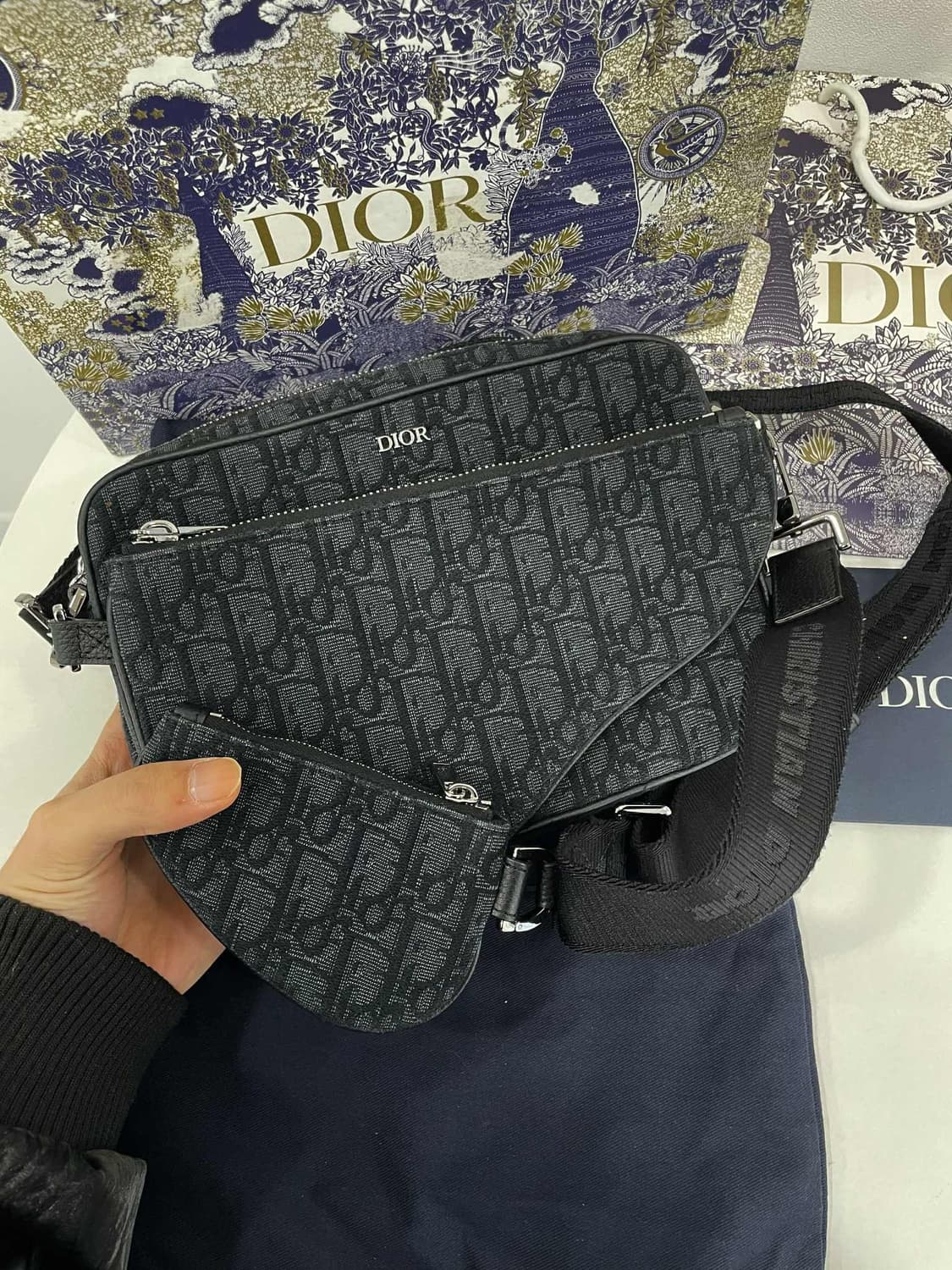 디올 오블리크 트리플 새들백 블랙 상품이미지2