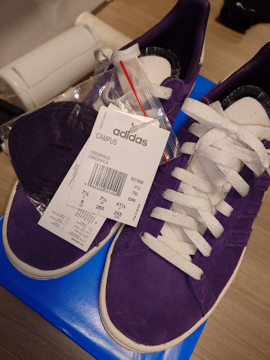 [260~265] 아디다스 캠퍼스 스웨이드 퍼플 운동화 새상품 상품이미지2