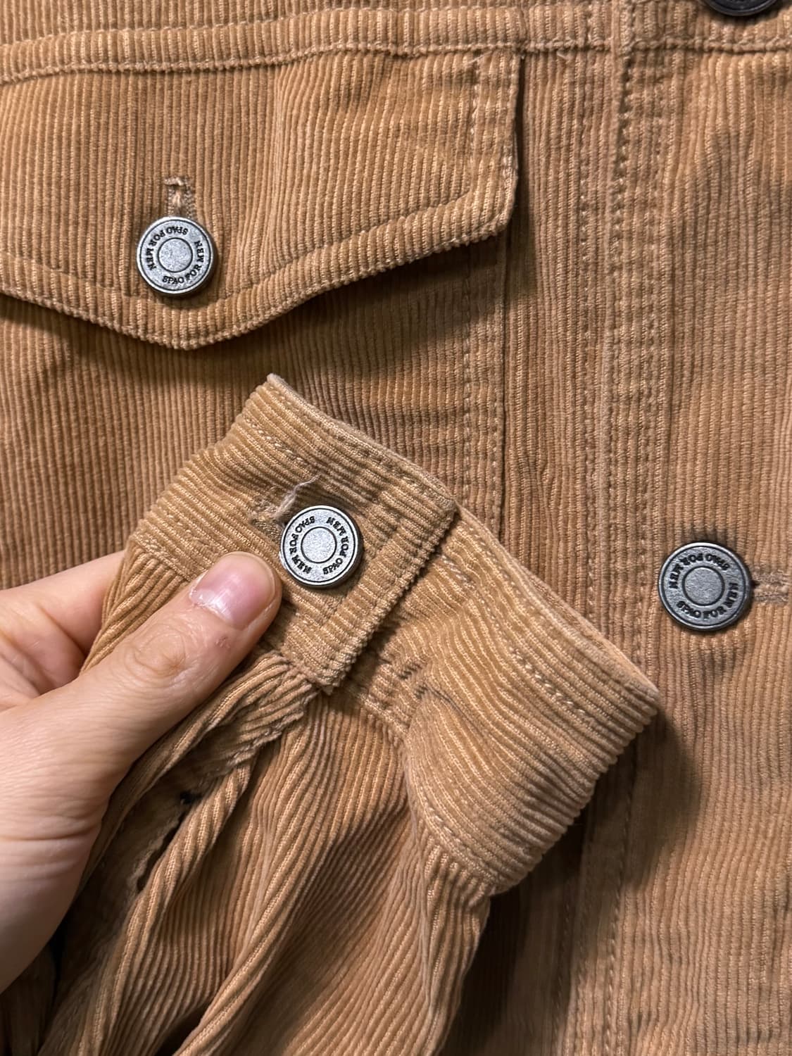 스파오 맨 남자 코듀로이 골덴 베이지 트러커 자켓 105 XL 웨스턴 상품이미지5