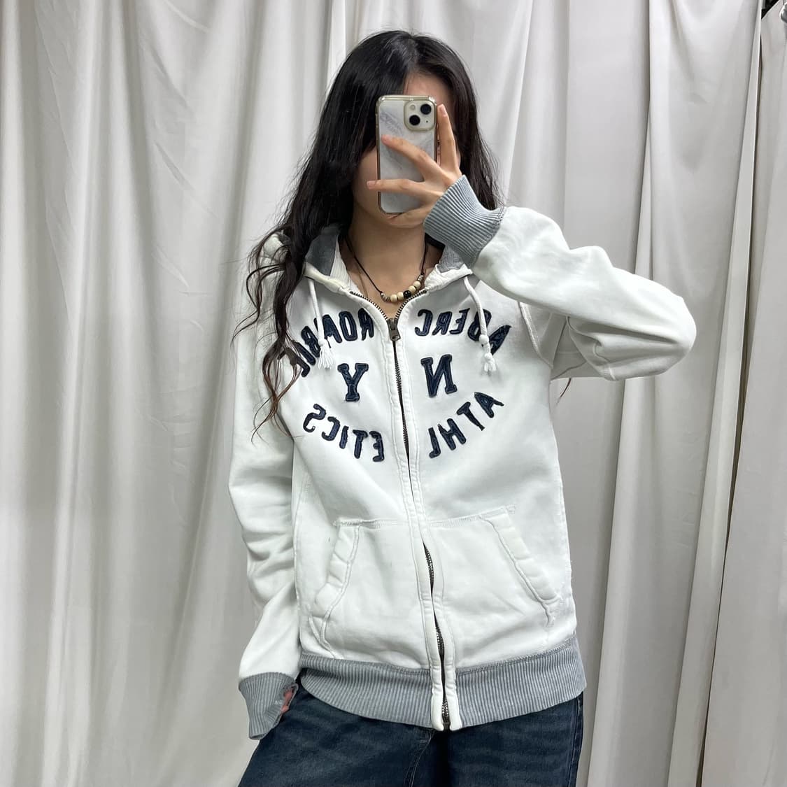 Abercrombie white hood zip-up 상품이미지2