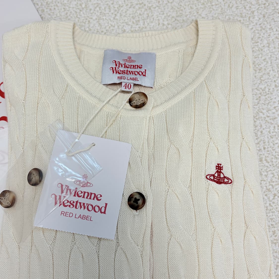 새상품 비비안웨스트우드 레드라벨 코튼 케이블 가디건 상품이미지2