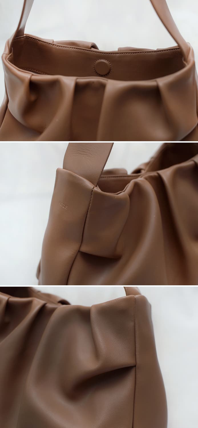 호제 (hoze) 개비 탄브라운 복스레더 카프스킨 셔링 숄더백 상품이미지7