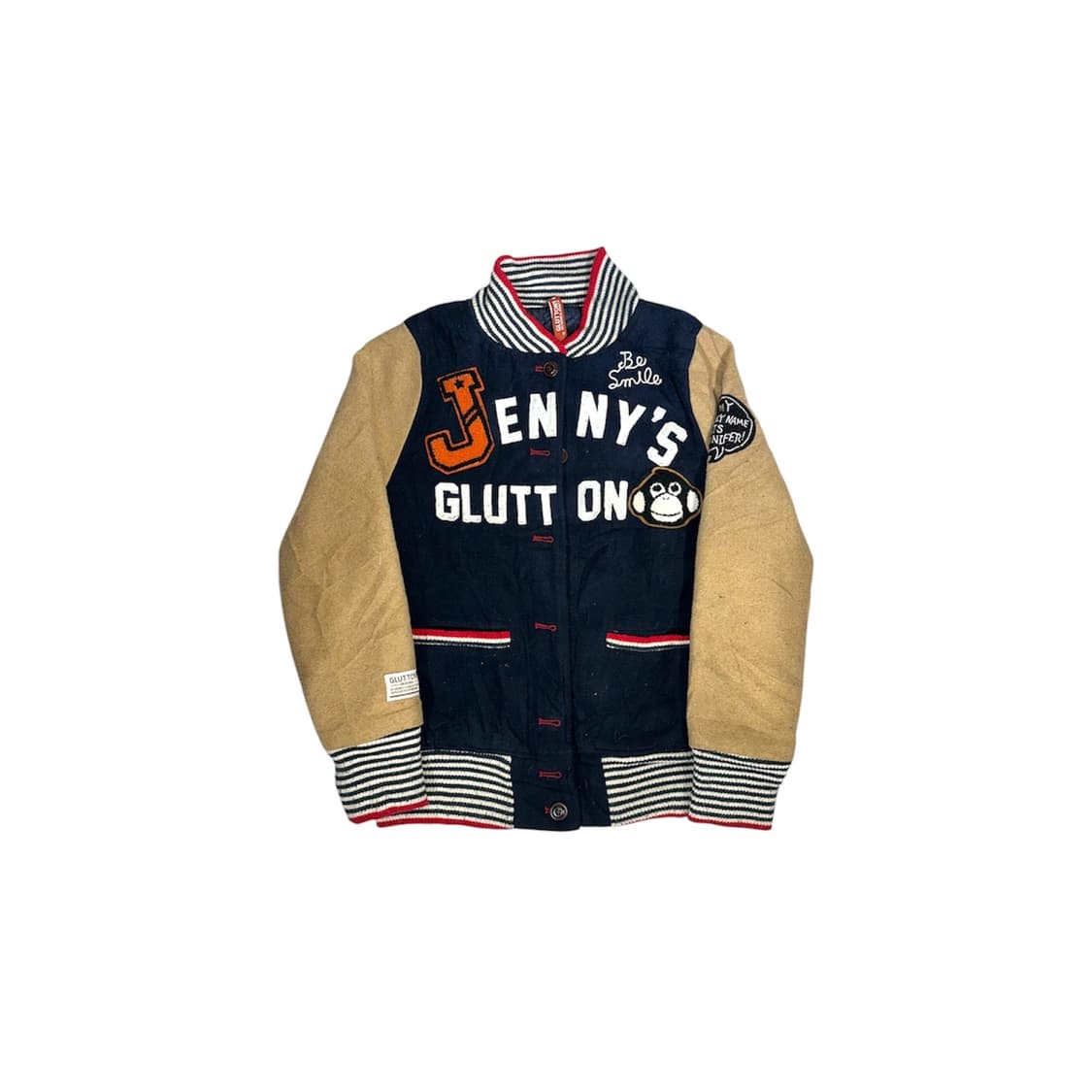 일본 빈티지 베이지 자수 바시티 자켓 봄버 잠바  상품이미지5