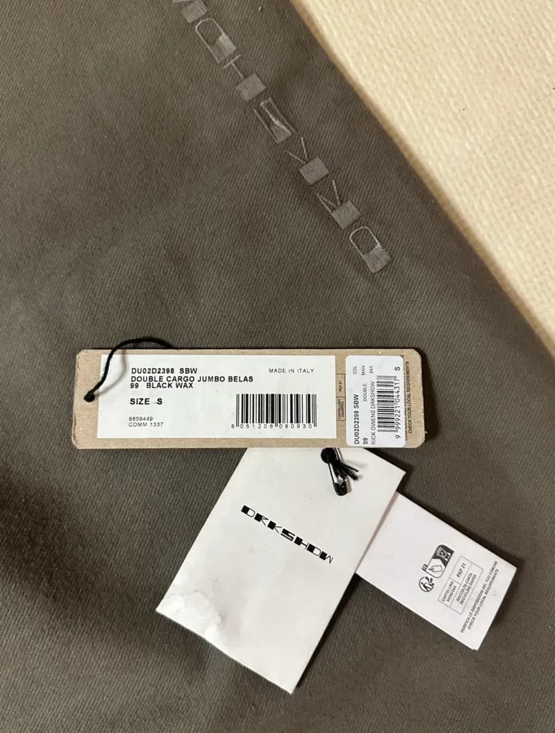 [S->M] 릭오웬스 점보카고 SBW 교환 상품이미지3