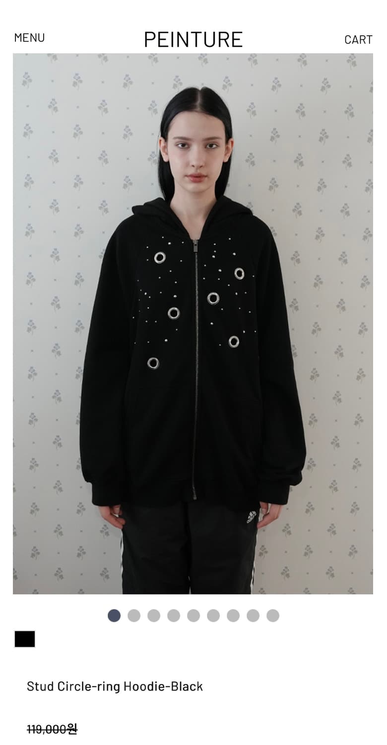 페인츄얼 스터드 링 후드집업 블랙 상품이미지1