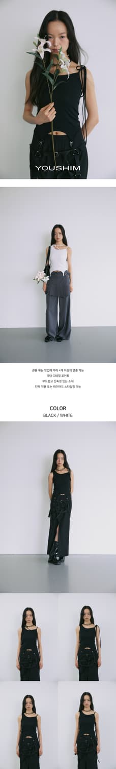 Youshim (유심) 스트링 가터 탱크탑 화이트 상품이미지6