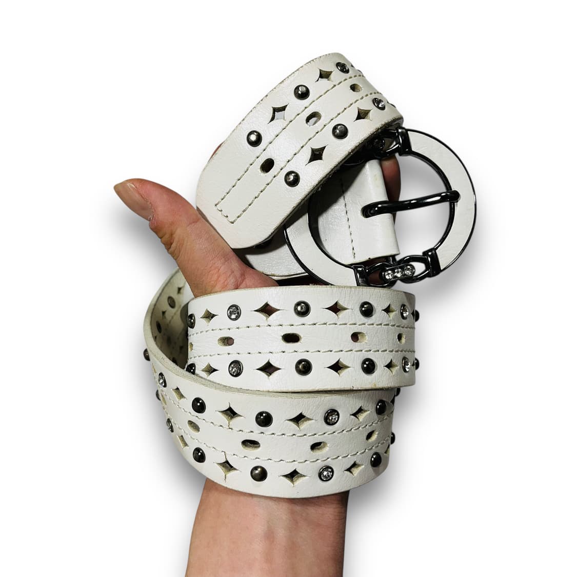 더블 다이아 화이트 쥬얼리 빈티지 벨트 상품이미지4