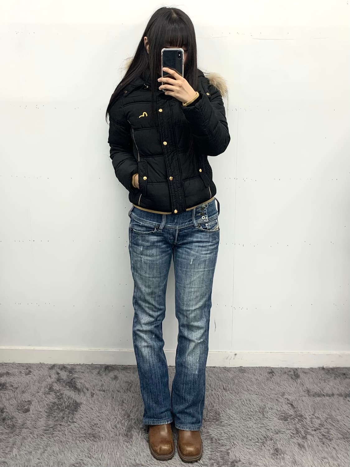 에비수 퍼후드 라인 크롭 패딩 상품이미지4