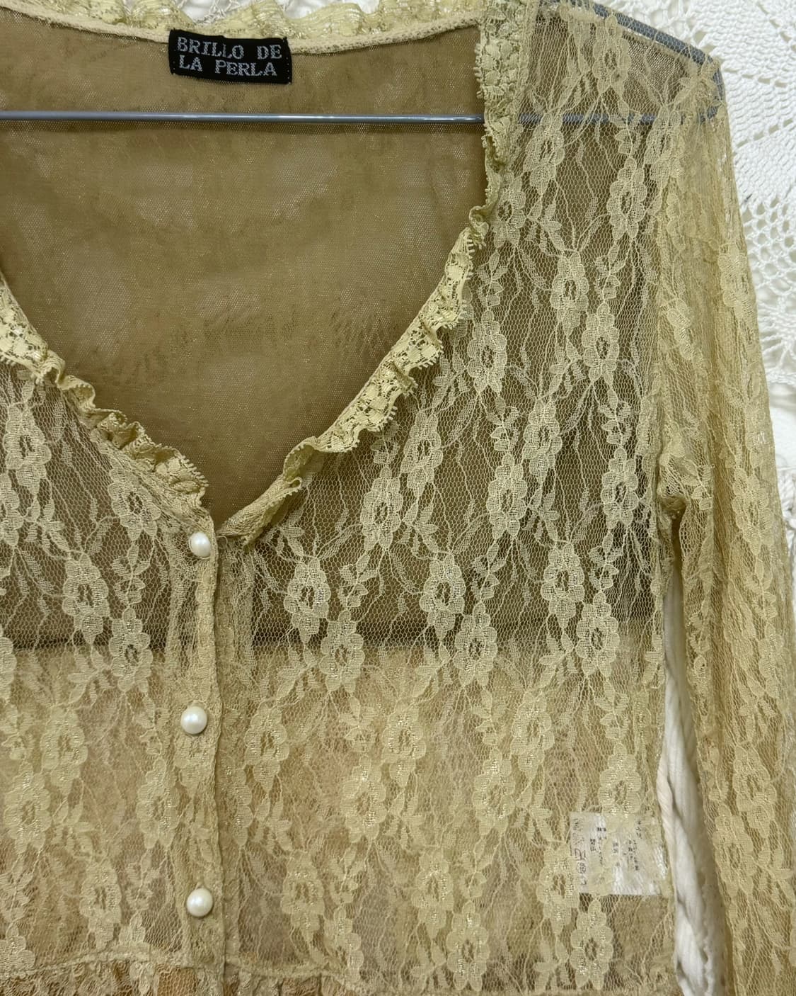 Gold Beige Flower Lace Cardigan 상품이미지4