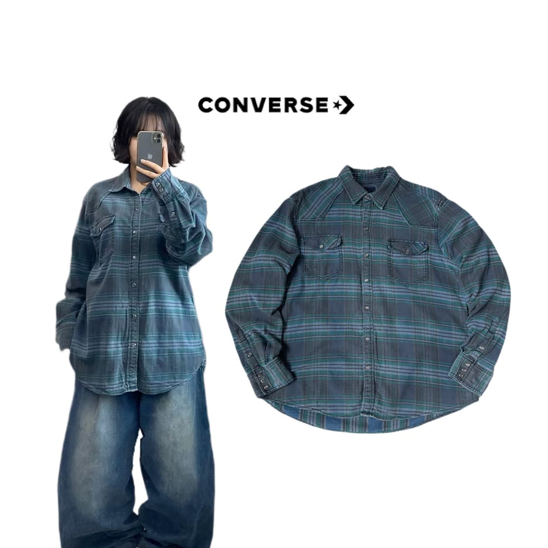 컨버스 투포켓 빈티지 체크셔츠 상품이미지1