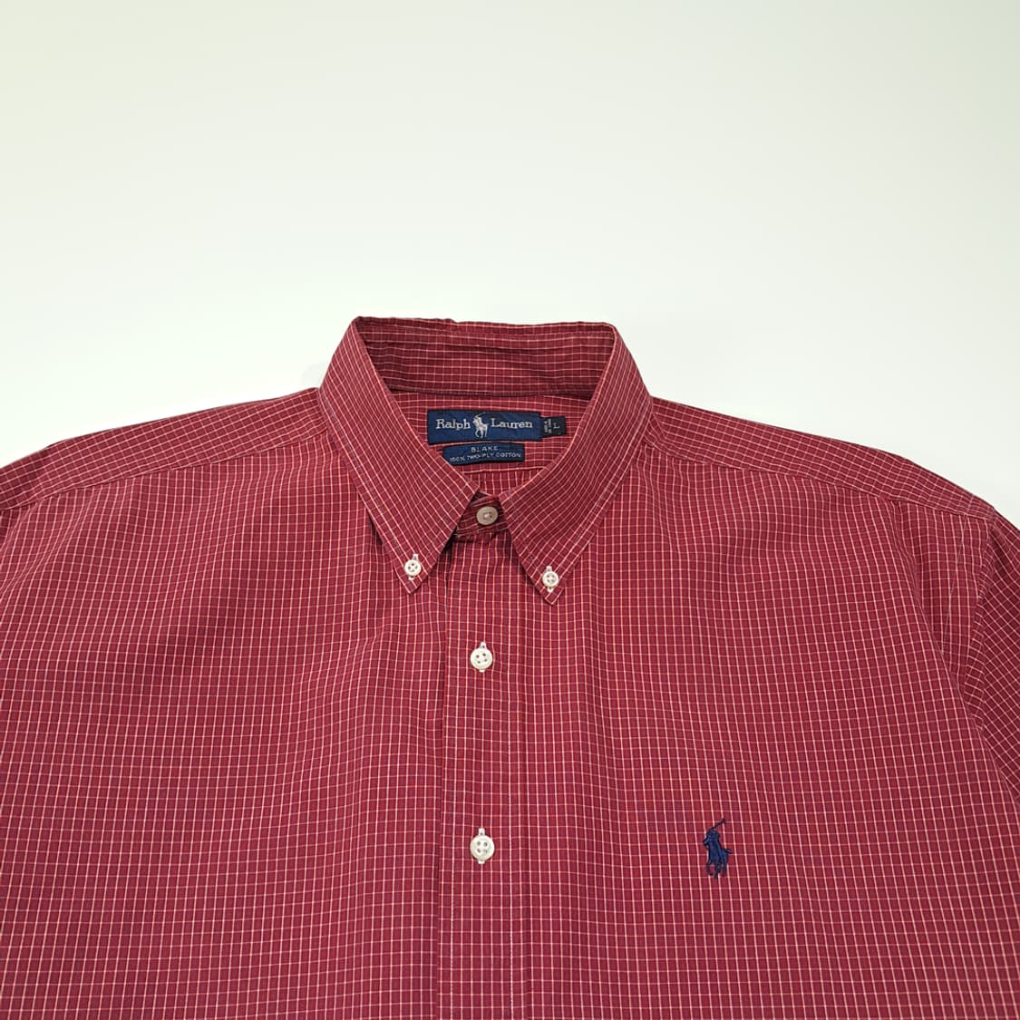 CL443 L 폴로 90s 코튼 마이크로 체크 버건디 셔츠 남방 상품이미지2