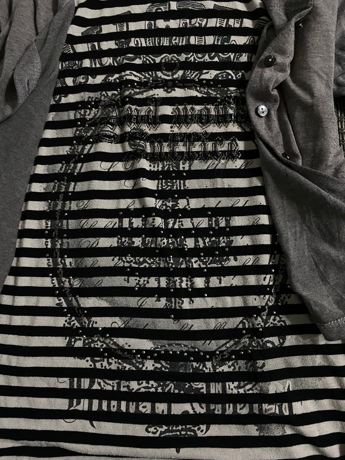 Y2K Gothic Print Cardigan Layered Sleeve 상품이미지7
