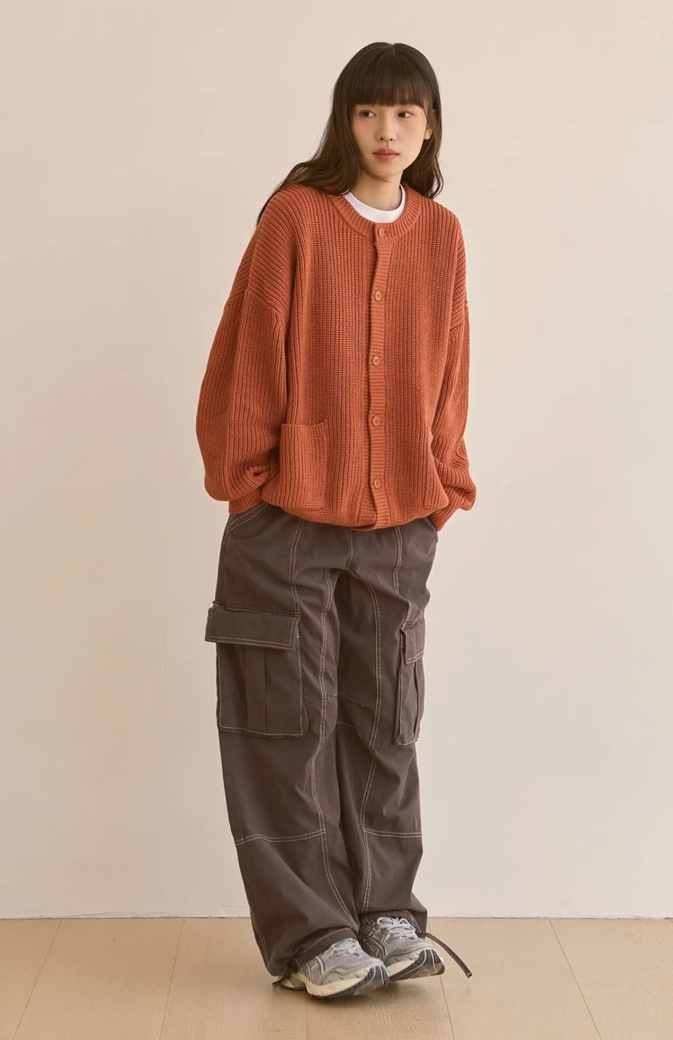 코디세트! 빈티지 니트 패치워크 원피스+오렌지 가디건 상품이미지8