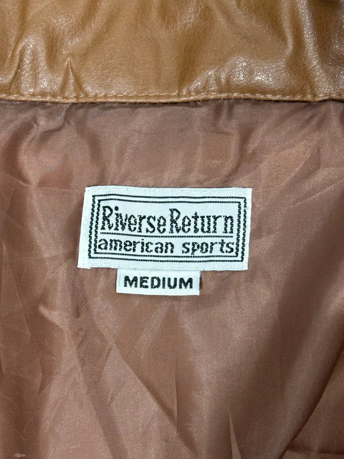 일본 빈티지 브라운 레더 비건 레더 푸퍼 패딩 M 상품이미지6