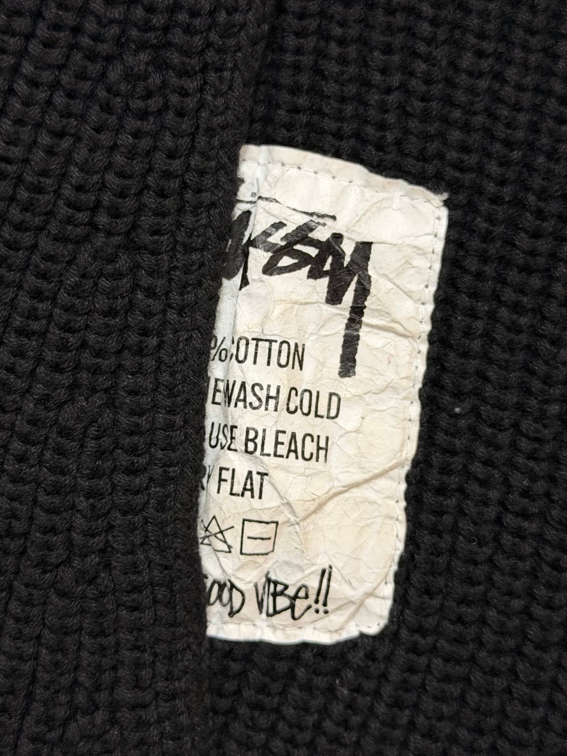 스투시 코튼 니트 후드 블랙 L 상품이미지1