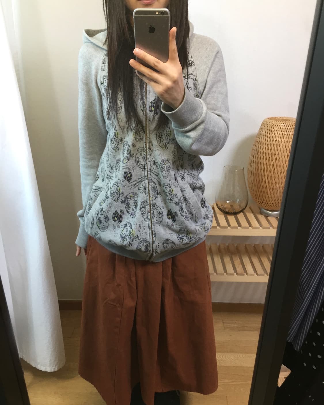 deep orange tuck flare skirt 상품이미지3
