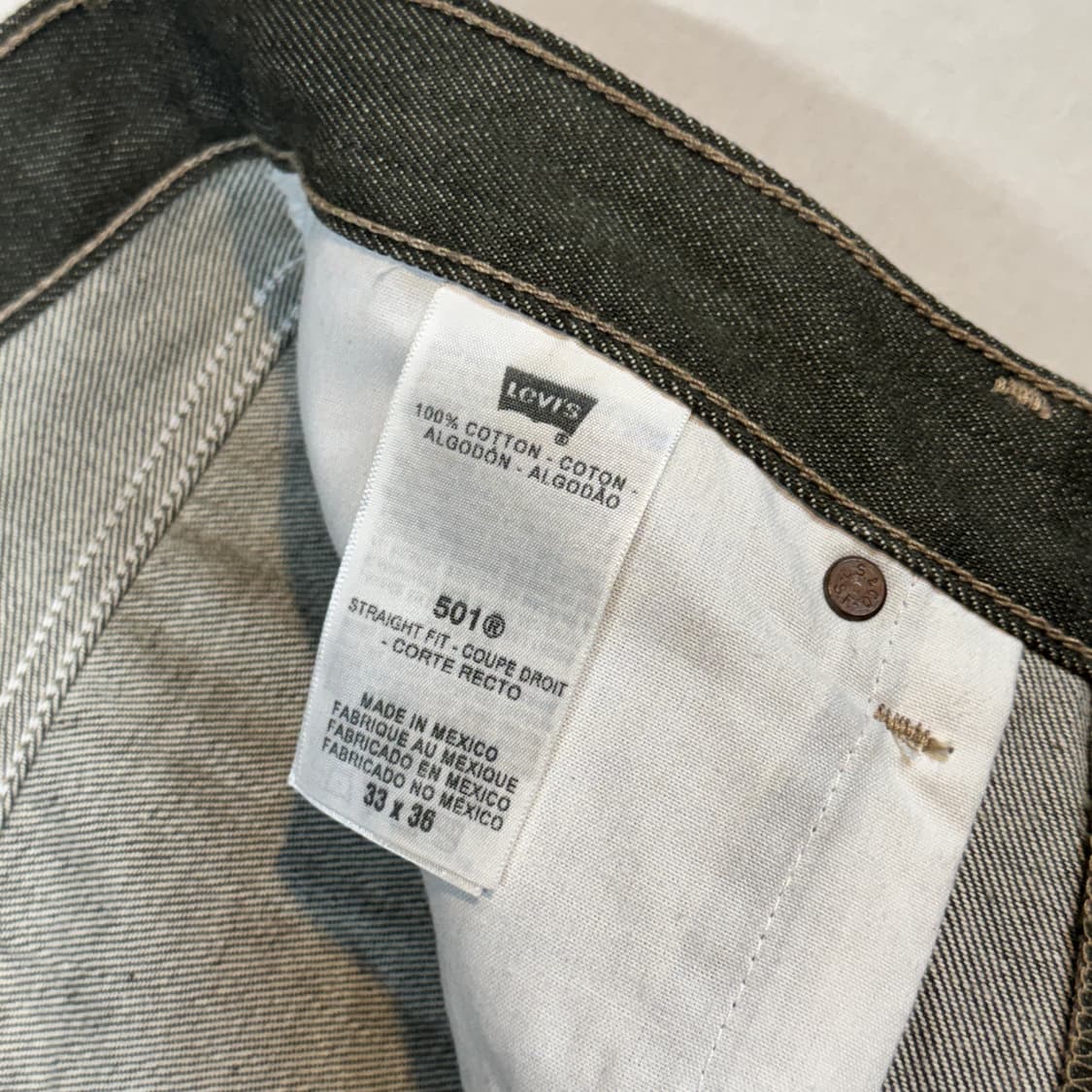 33inch) 리바이스 501 버튼플라이 리지드 데님 청바지 올리브 상품이미지9