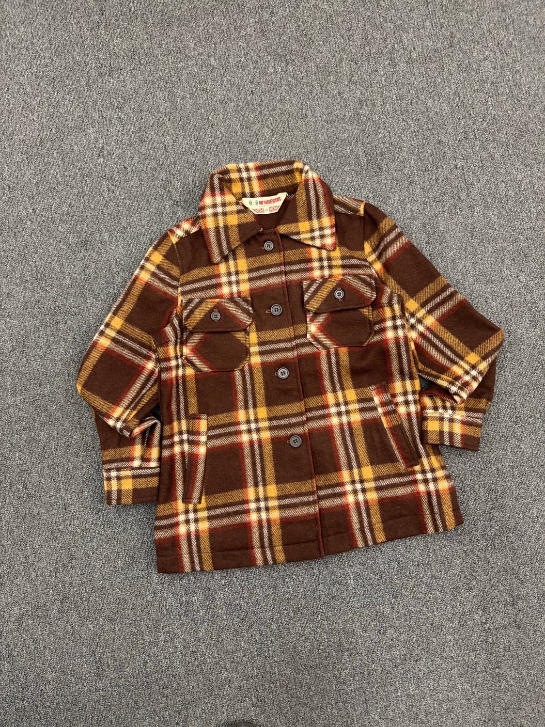 9)맥그리거 빈티지 여성 브라운 체크패턴 울 숏 코트 상품이미지1