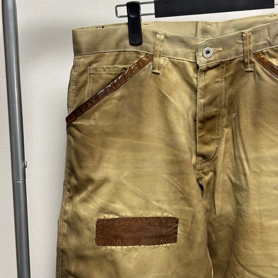 M) 이사무 카타야마 백래쉬 레더 패치 워크 팬츠 상품이미지2