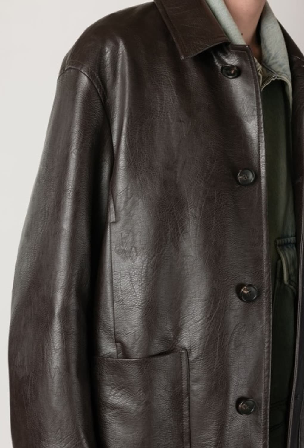 벨리에 에코 레더 카코트 블랙 S 상품이미지6