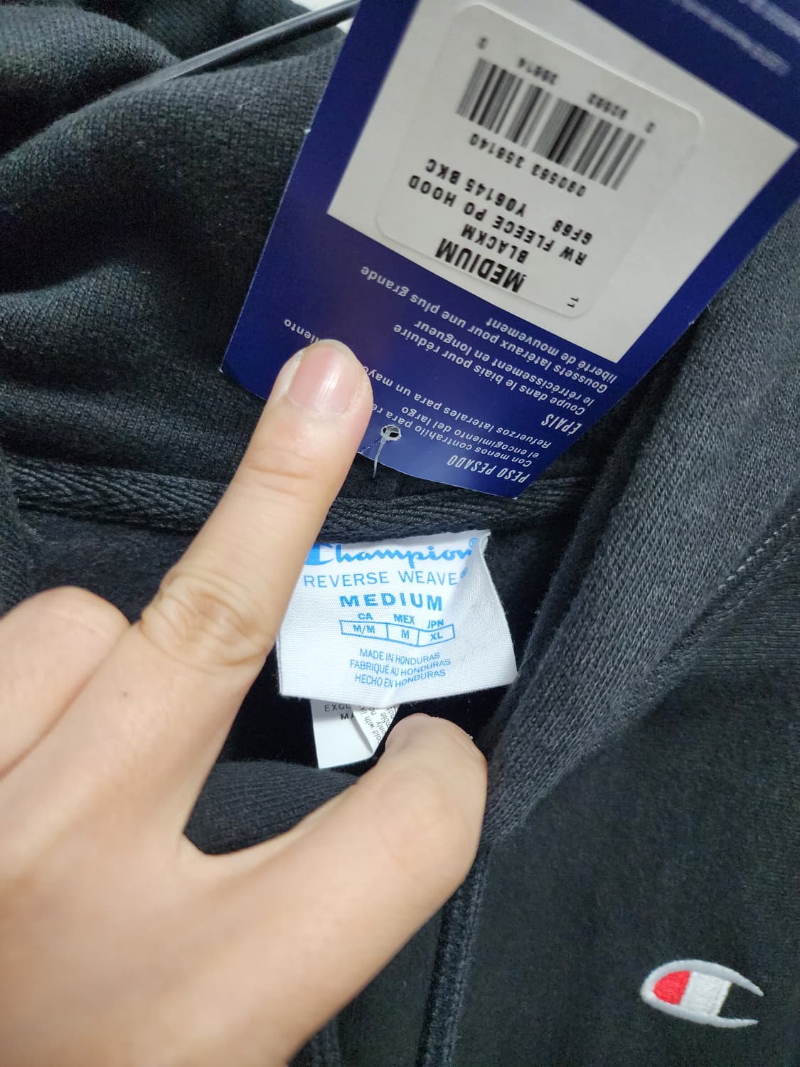 (새상품) 챔피온 리버스위브 후드티 블랙 상품이미지4