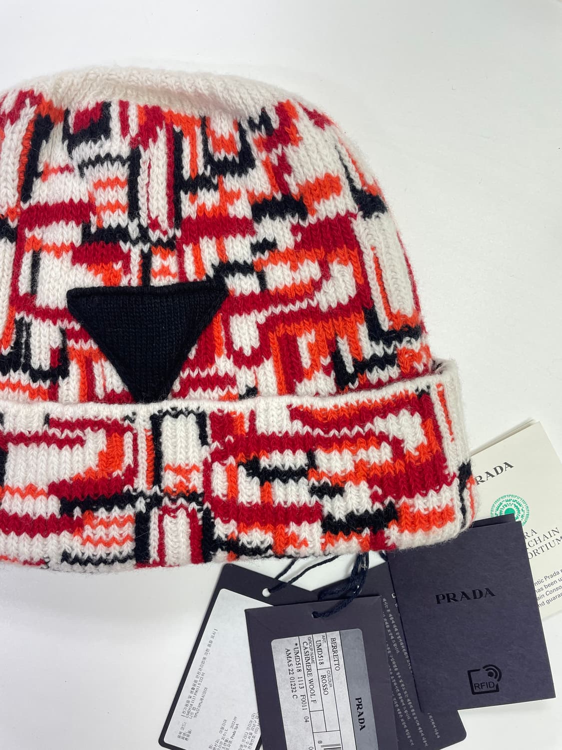 새상품 프라다 비니 울 캐시미어 니트 비니 모자 화이트 상품이미지2