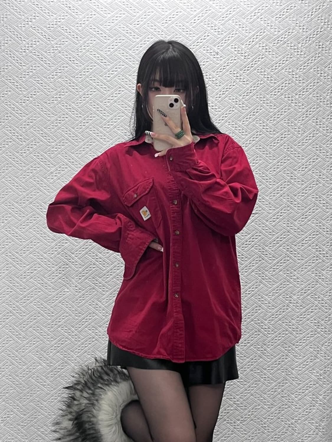 칼하트 FR 올드스쿨 레트로 빈티지 버건디 워크 셔츠 L C10188 상품이미지2