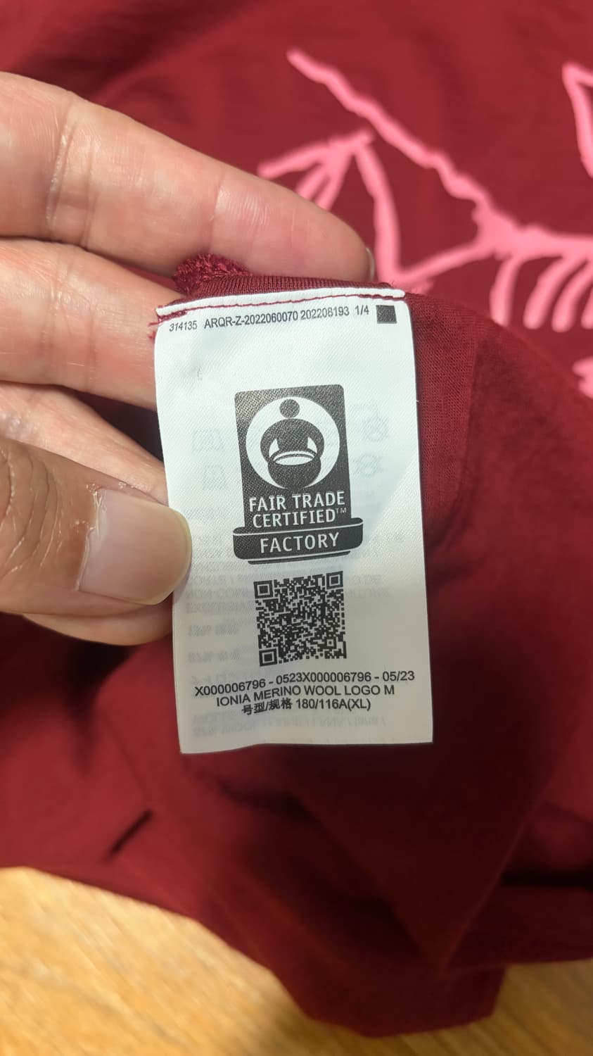 아크테릭스 울반팔 티셔츠 XL 버건디 상품이미지5