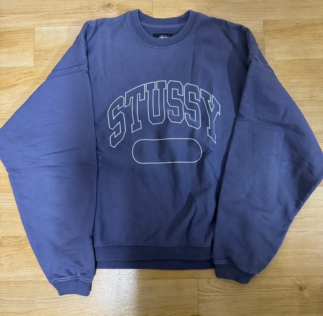 stussy 스투시 바시티 오버사이즈 크루넥 워시드 블루 L 상품이미지2
