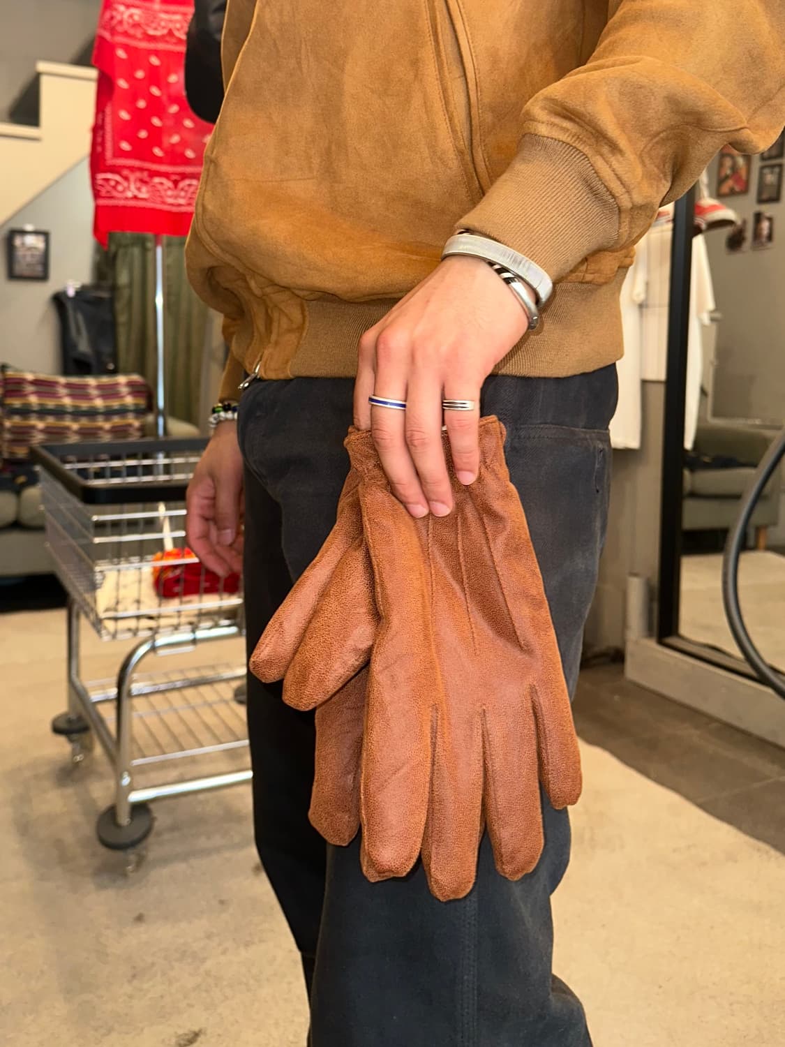 90-00‘s Japanese Suede lining fur gloves 상품이미지2