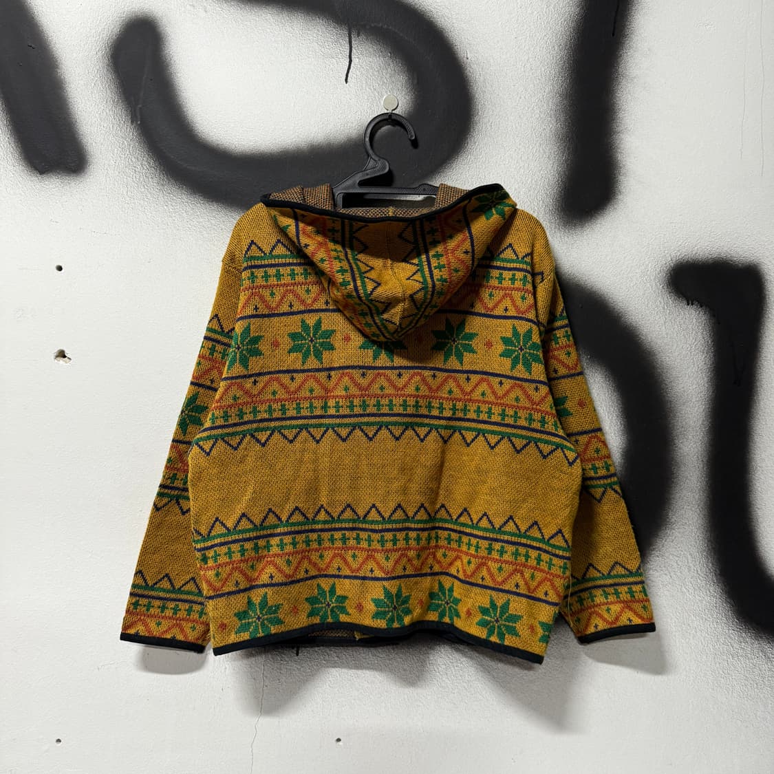 VTG 빈티지 모리 에스닉 노르딕 패턴 니트 후드 자켓 상품이미지2