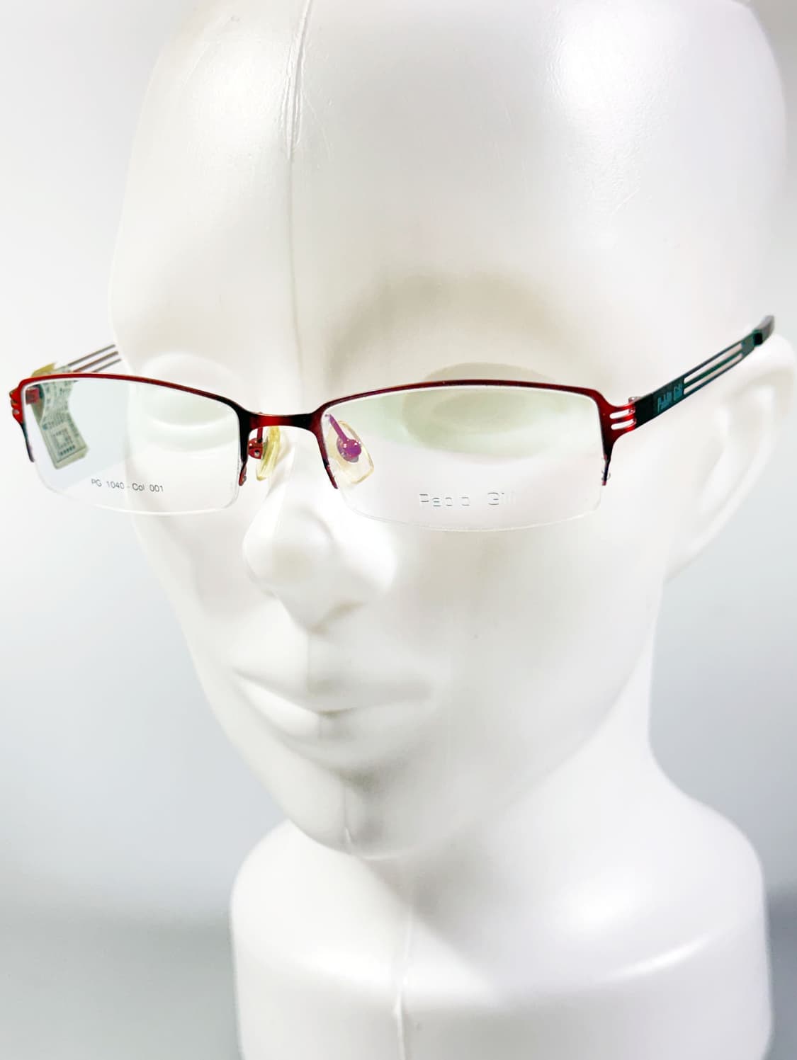 PABLO GILI 버건디 레드 반무테 스퀘어 메탈 빈티지 안경 상품이미지8