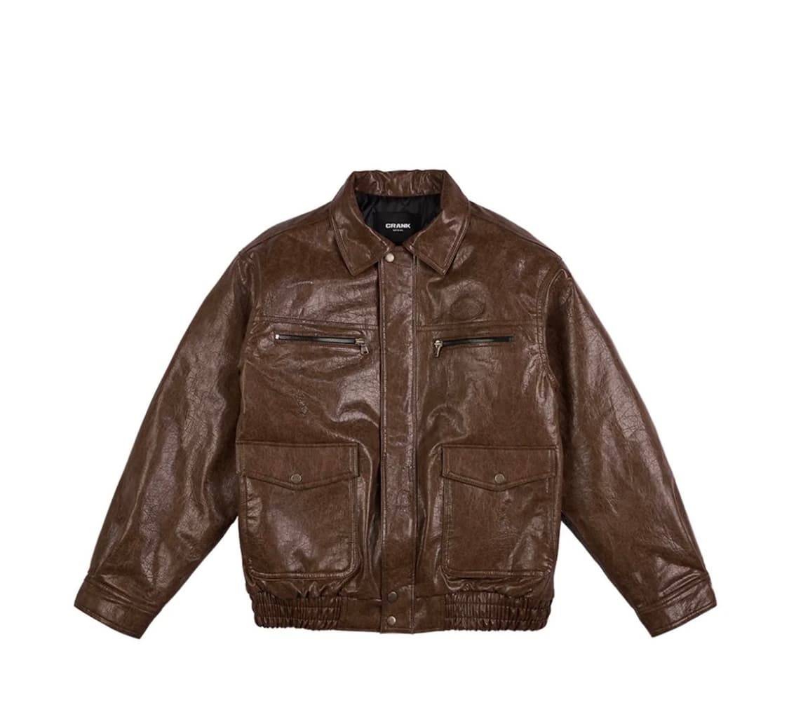 크랭크 빈티지 레더 자켓 브라운 상품이미지2