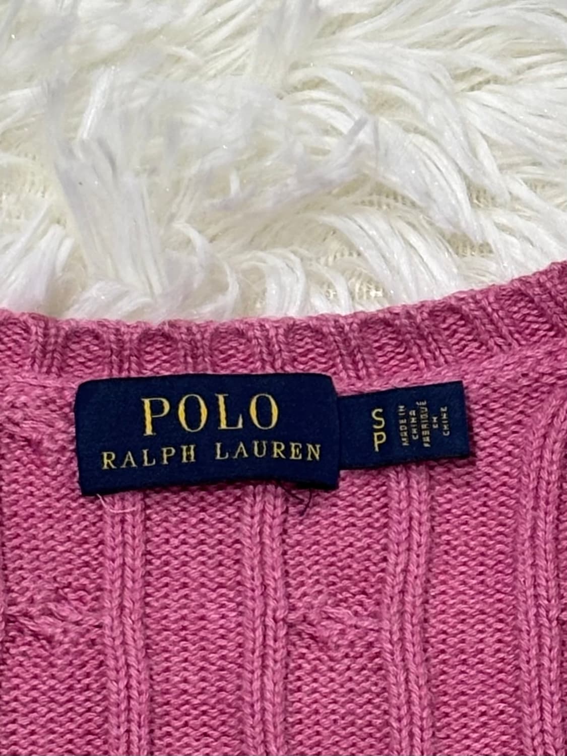폴로랄프로렌 네이비포니 핑크 브이넥 케이블 니트 상품이미지6