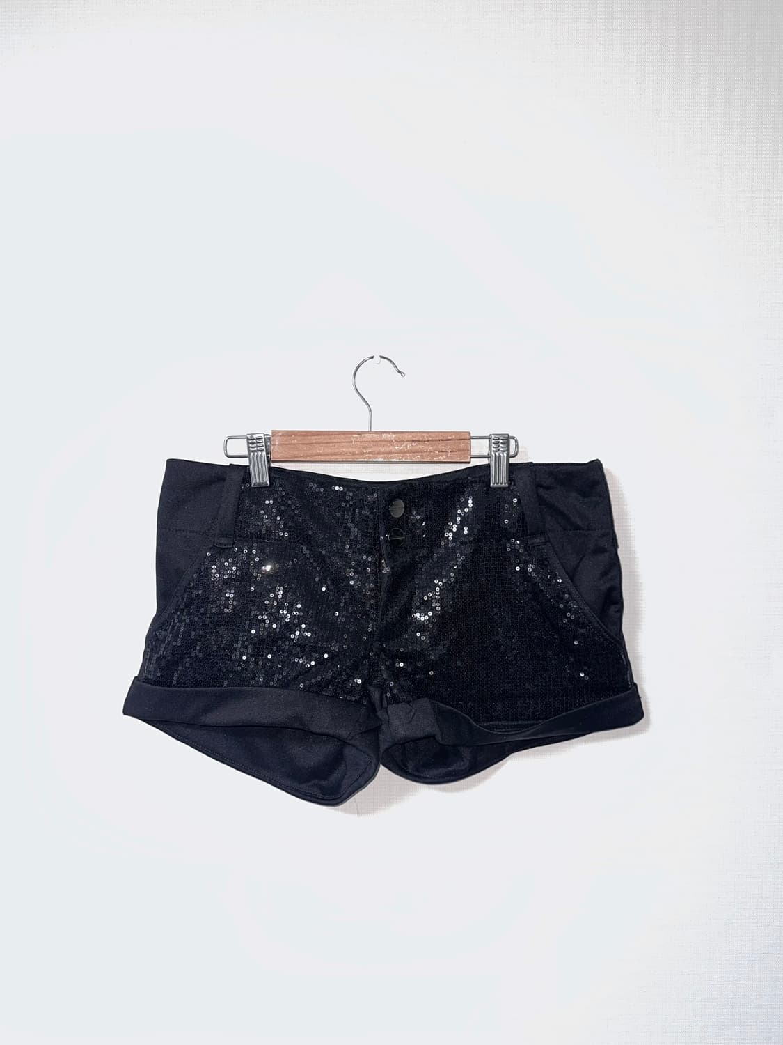 글리터 스팽글 블랙 빈티지 핫팬츠 상품이미지1