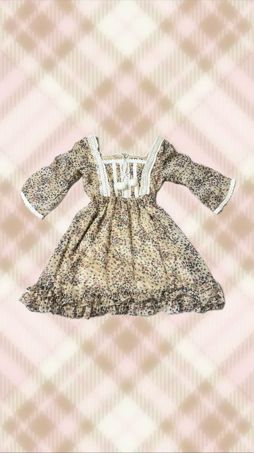 세실맥비 라떼 레오파드 호피 폼폼이 오프숄더 블라우스 원피스 히메 갸루 상품이미지1